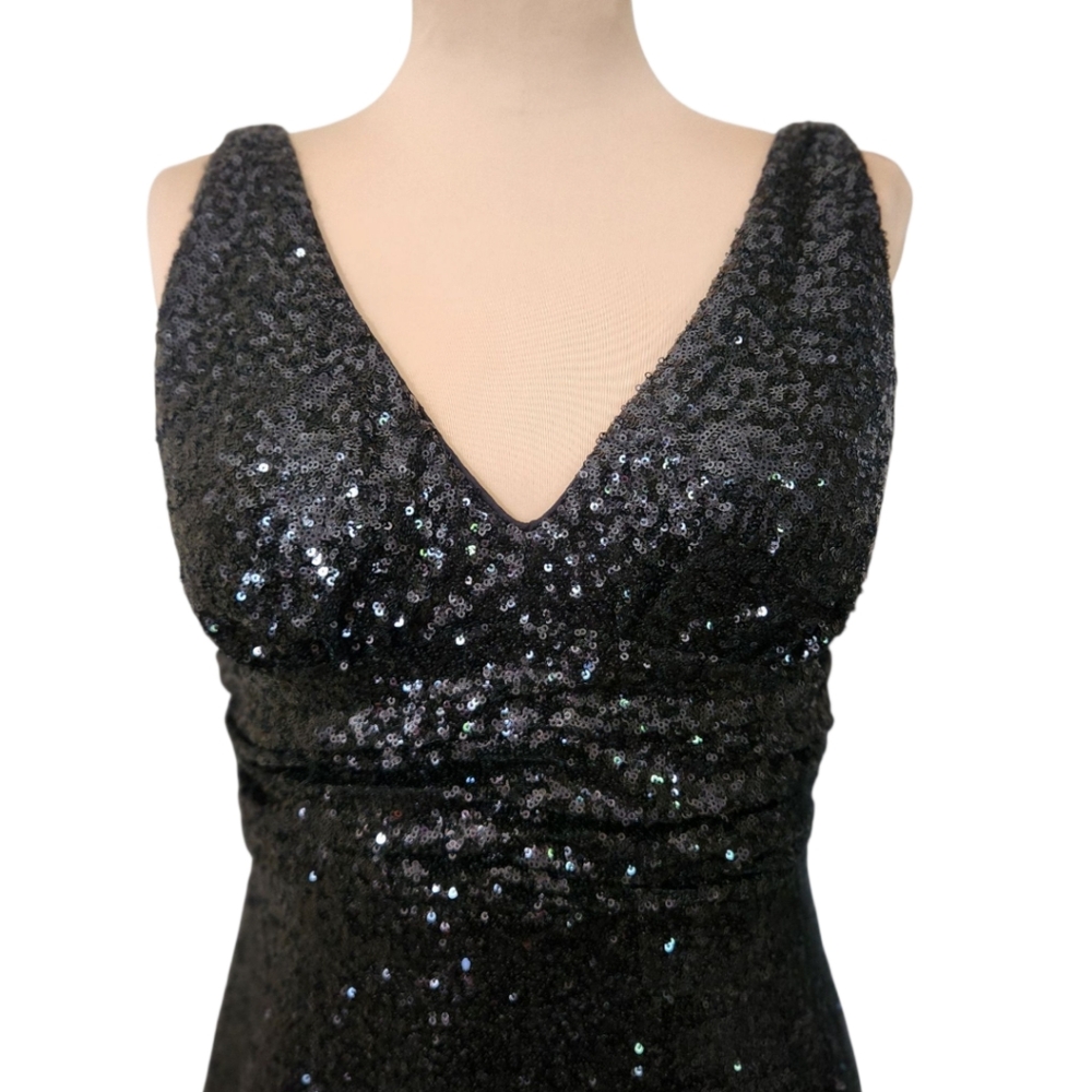 ELIZA J. Black Sequined Sheath Cocktail Dress - Size 8 - Picture 4 of 14